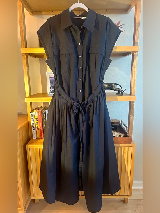 Mint Velvet Dresses & Skirts - Mint Velvet Navy Blue Midi Shirt Dress with Drawstring Waist - size 12